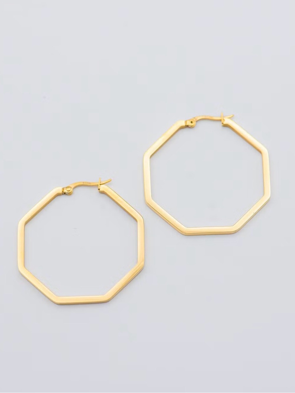 Delicate Gold Octagon Hoop Earrings